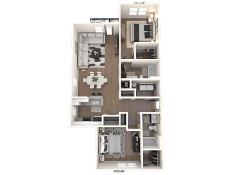 a floor plan of a 3 bedroom apartment
